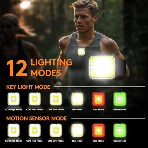 12 Lighting Modes Clip-On Running Light Rechargeable Durable