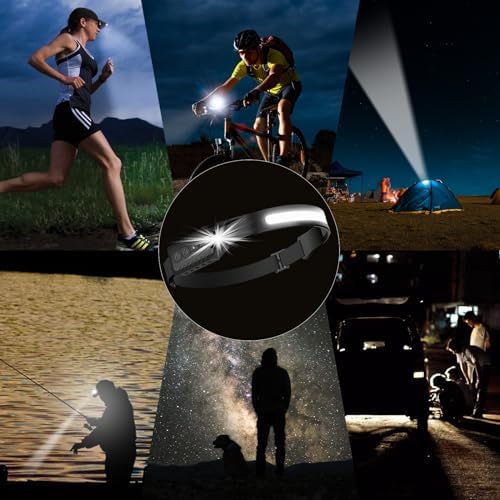 Rechargeable LED Headlamp 2-Pack 230 Wide Beam COB USB-C Charging Waterproof