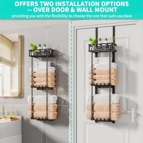 3-Tier Towel Rack Organizer for Small Bathroom Black