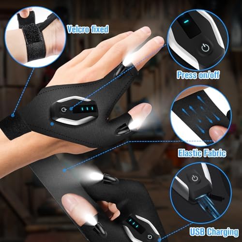 Fathers Day LED Gloves Dad Gift for Men