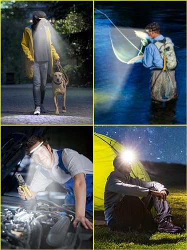 UNBON Rechargeable 230 Beam Headlamp with Motion Sensor and Hard Hat Mode