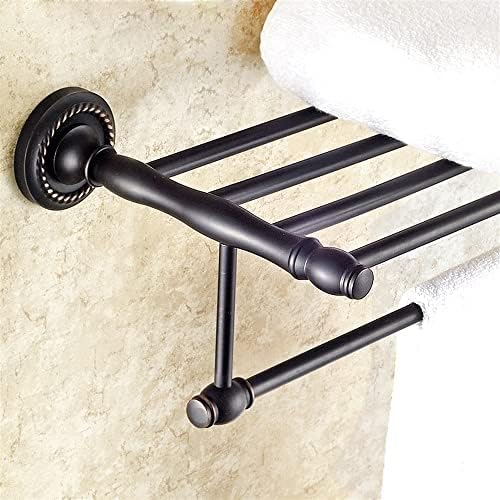 Black Copper Bath Towel Holder with 50cm Hanger Wall-Mounted Bathroom Rack
