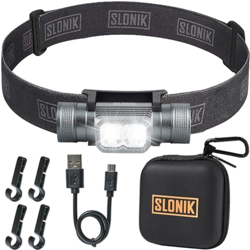 SLONIK Rechargeable Headlamp - 1000 Lumens 60ft Beam