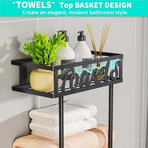 3-Tier Towel Rack Organizer for Small Bathroom Black