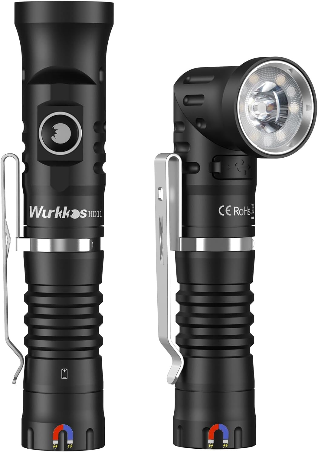Wurkkos HD11 Right Angle Flashlight with 1800 Lumens Magnetic Flashlight