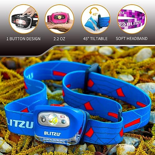 BLITZU Hands-Free Headlamp 165 Lumen Adjustable Modes Waterproof Bright
