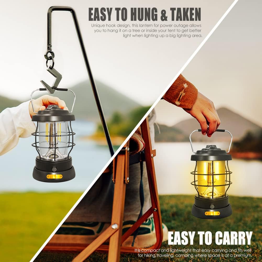 UniqueFire Retro Camping Lantern Rechargeable LED Camping Lantern for Emergency Outdoors