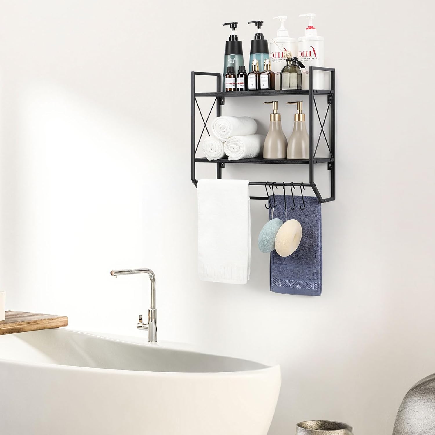 Bath Towel Shelf Dual Storage Solution