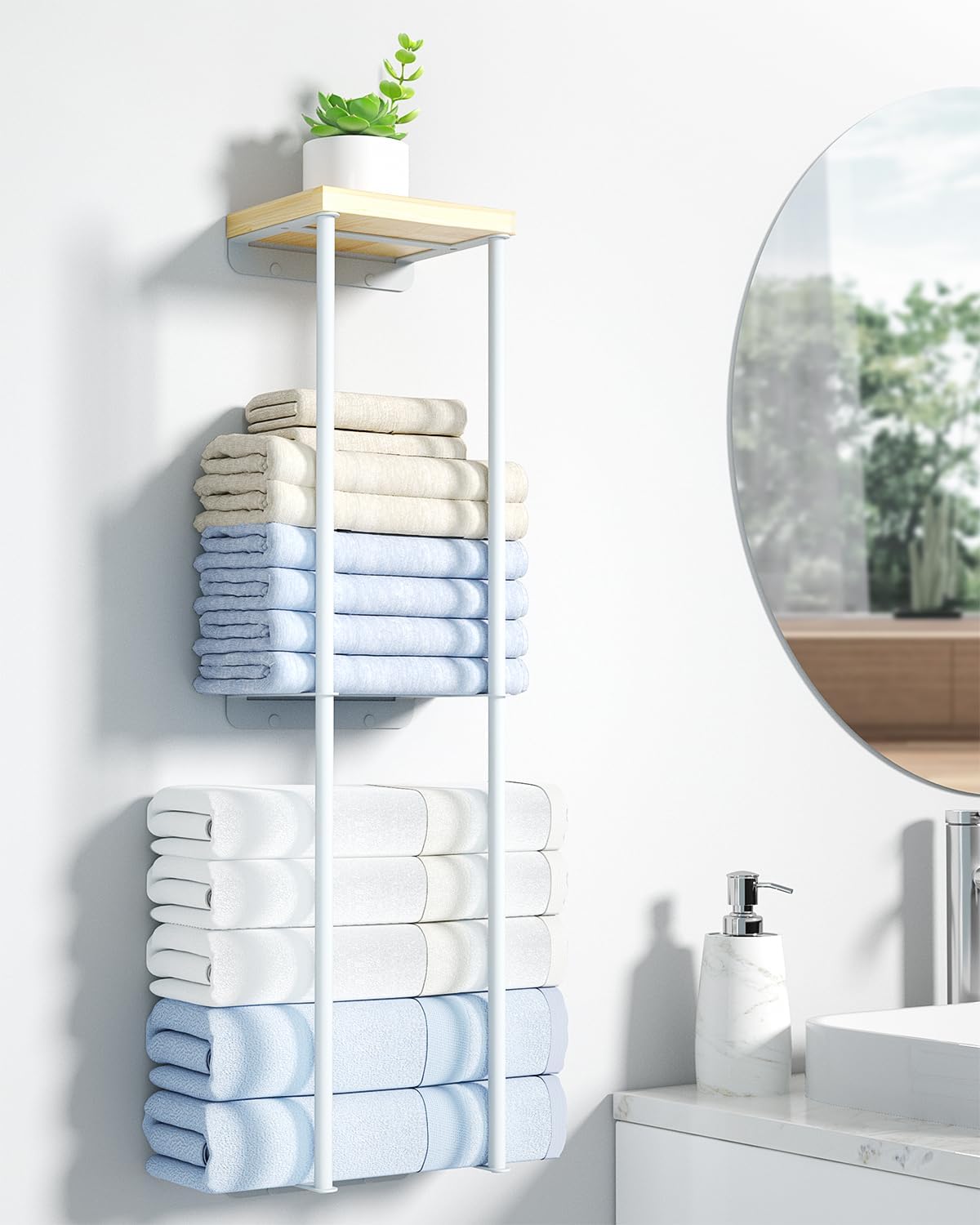Anfeichen 2-Tier Wall Towel Rack White
