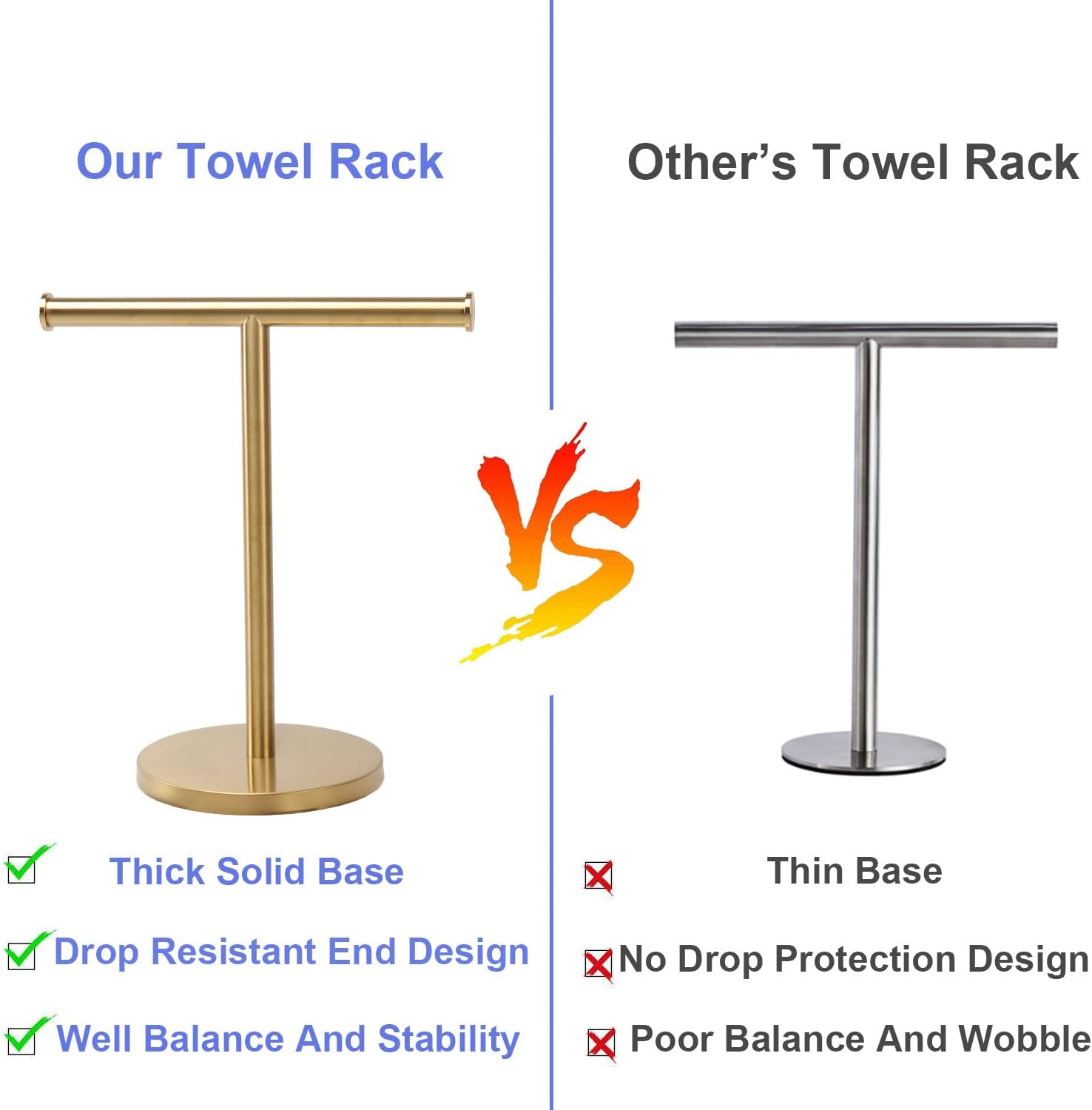 Sturdy Stainless Steel Towel Holder Stand for Bathrooms