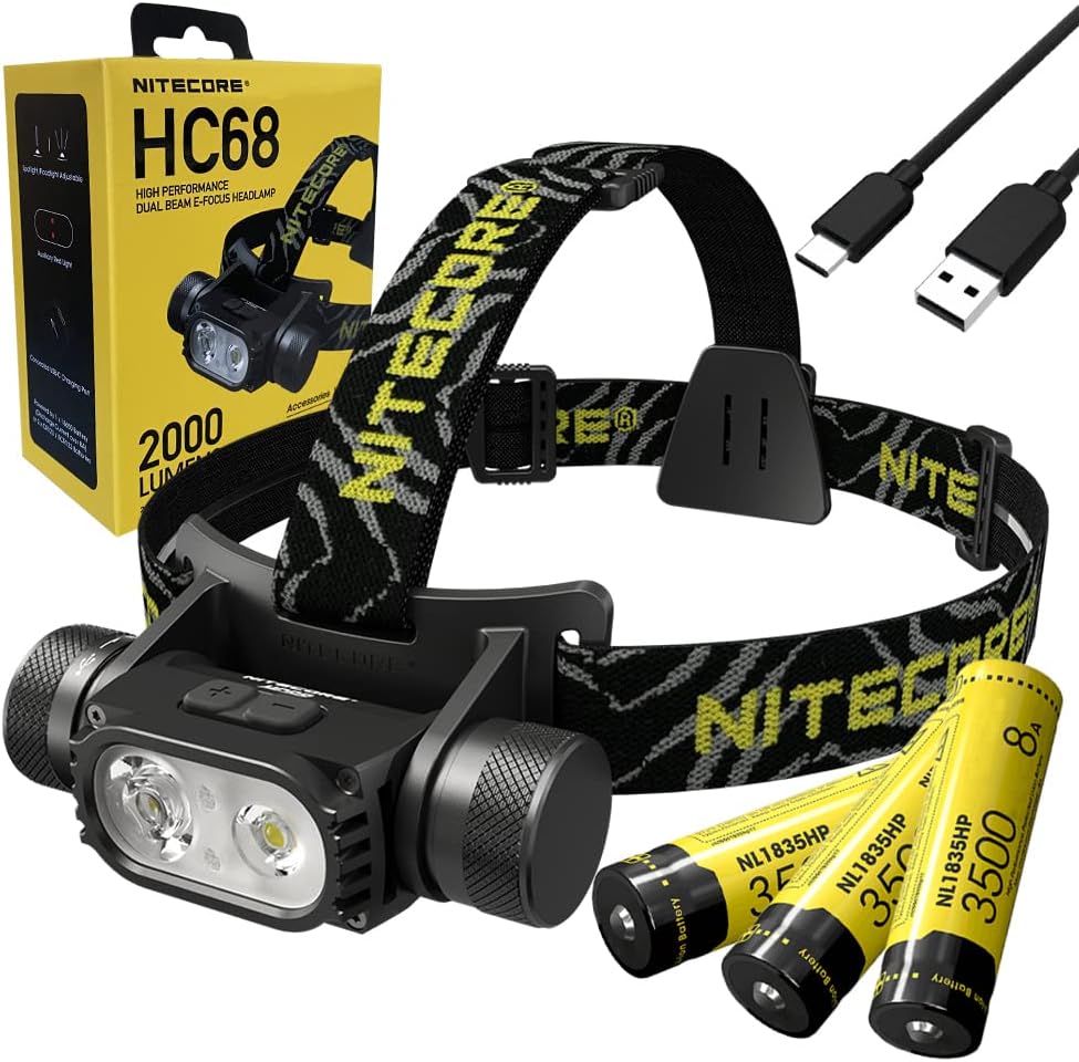 Nitecore HC68 Rechargeable Dual Beam E-Focus Headlamp