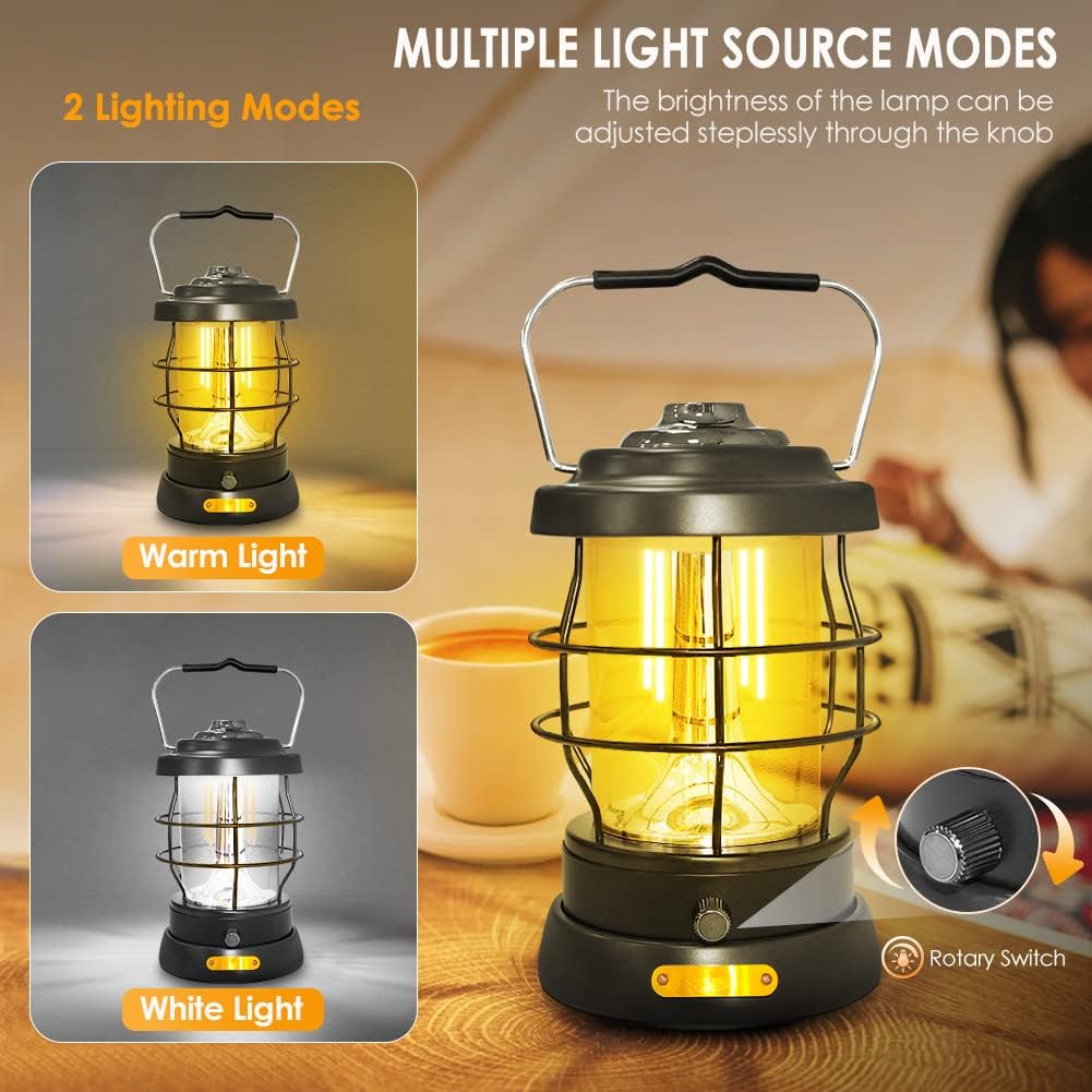 UniqueFire Retro Camping Lantern Rechargeable LED Camping Lantern for Emergency Outdoors
