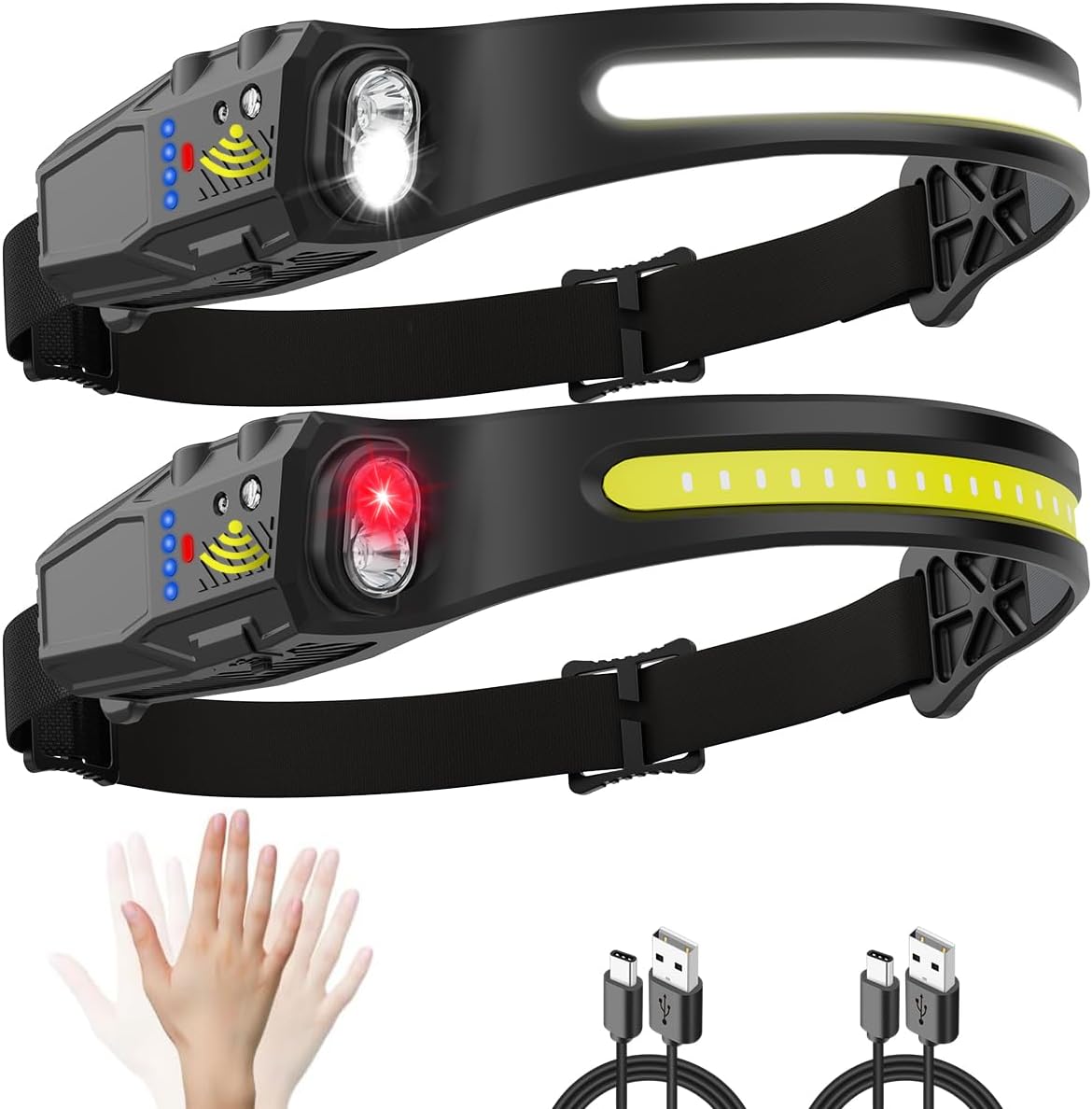 230 Headlamp Super Bright Rechargeable Multi-Mode Motion Sensor Waterproof