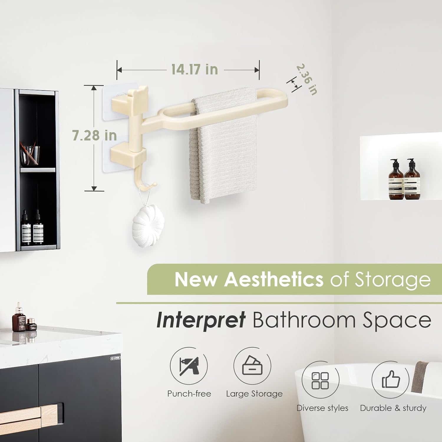 No Drill Swivel Towel Rack