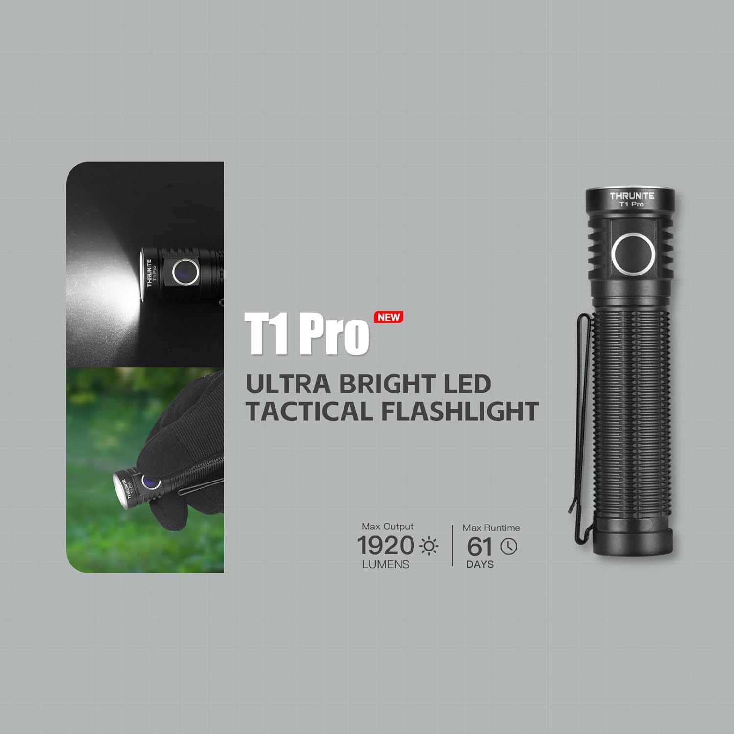 ThruNite T1 Pro 1920 Lumens Rechargeable Cool White Flashlight