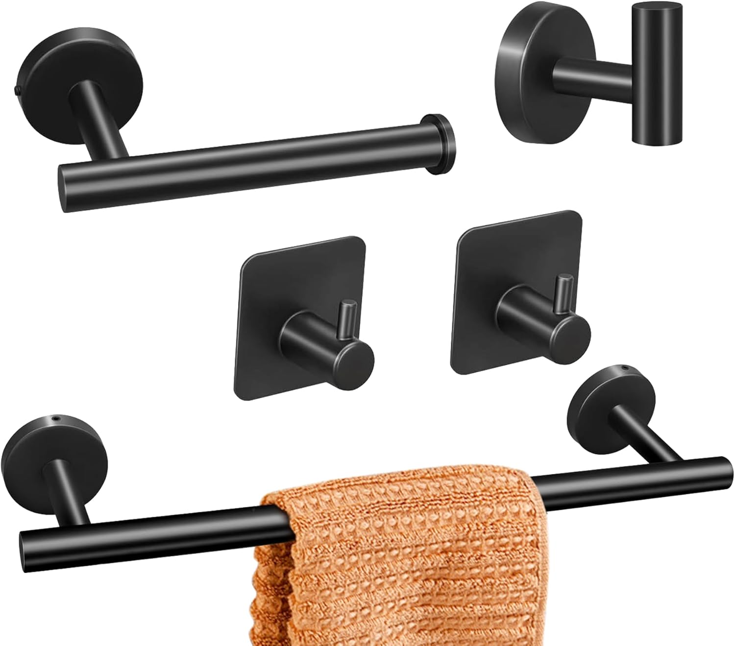 Versatile 5-Piece Bathroom Hardware Set Matte Silver for Any Style