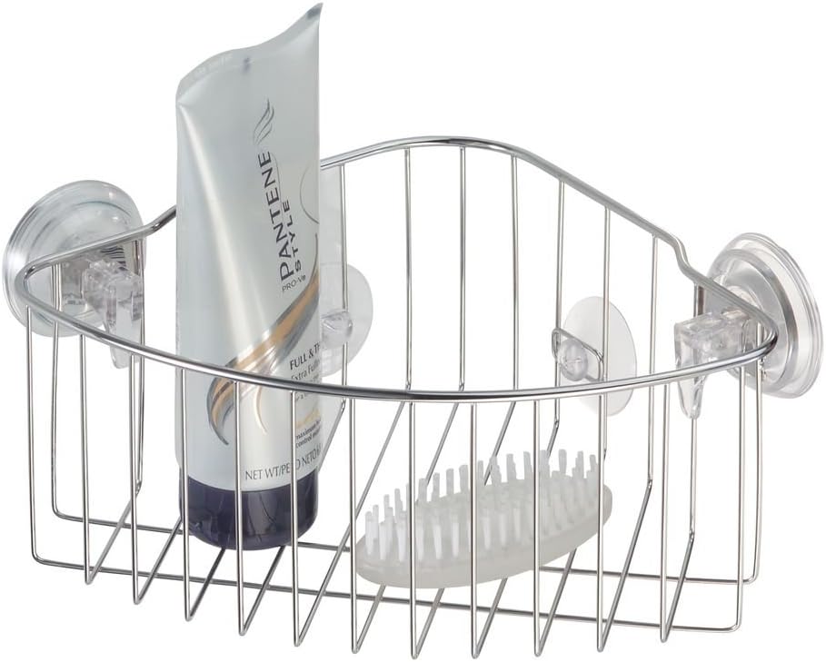 InterDesign Reo Stainless Steel PowerLock Suction Corner Organizer
