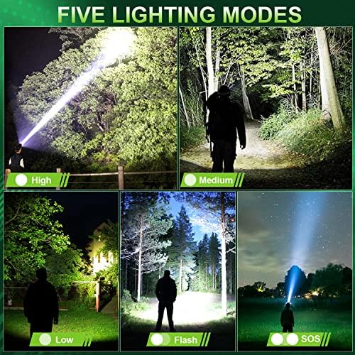 High-Brightness Rechargeable Headlamp 100000 Lumens 5 Modes 90 Adjustable IPX7 Waterproof