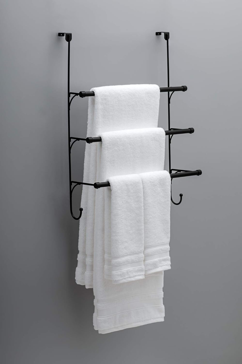 3-Tier Over-the-Door Towel Rack Matte Black