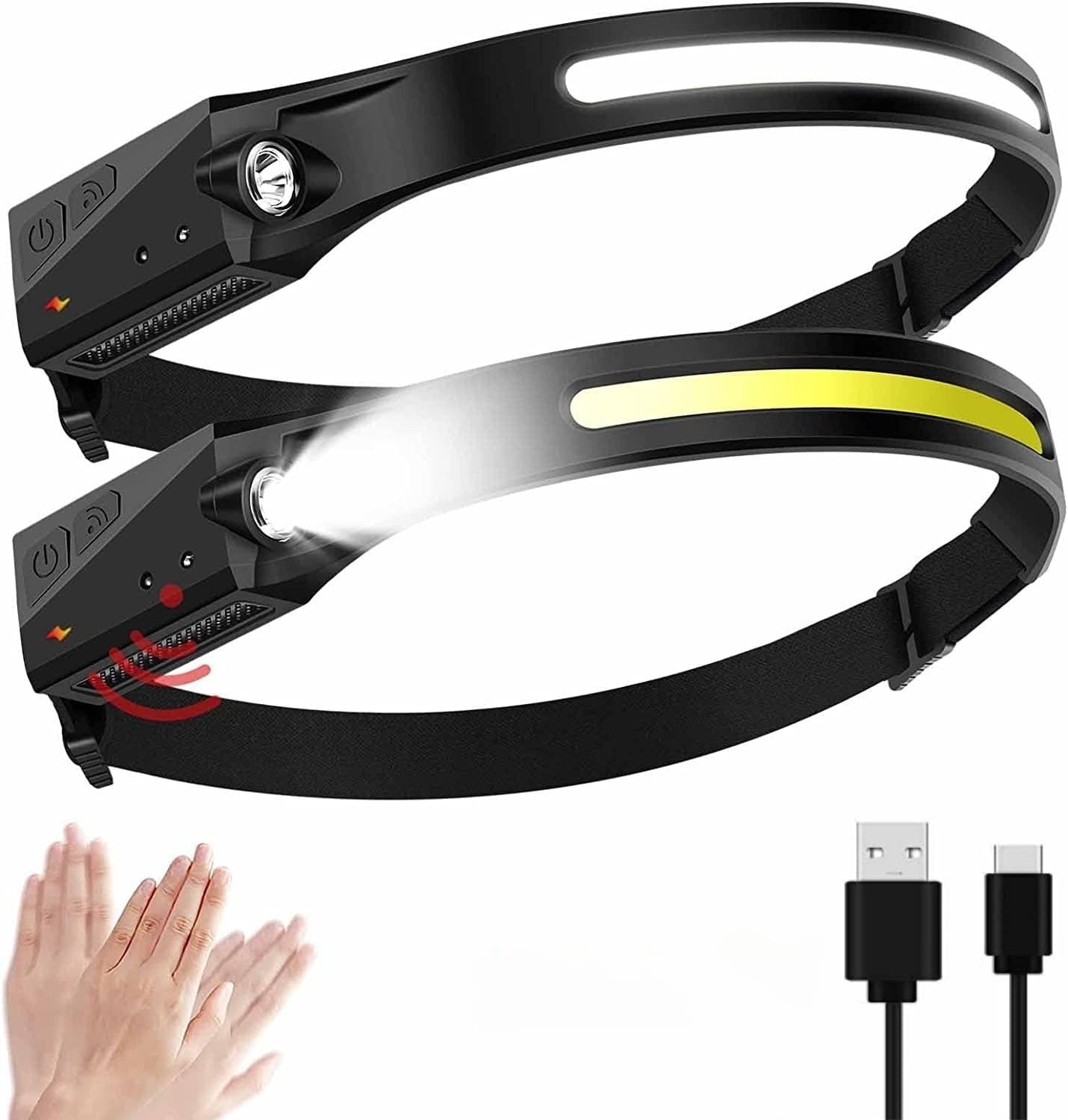 230 Degree 5Mode Hands Free Rechargeable LED Headlamp for Camping Running