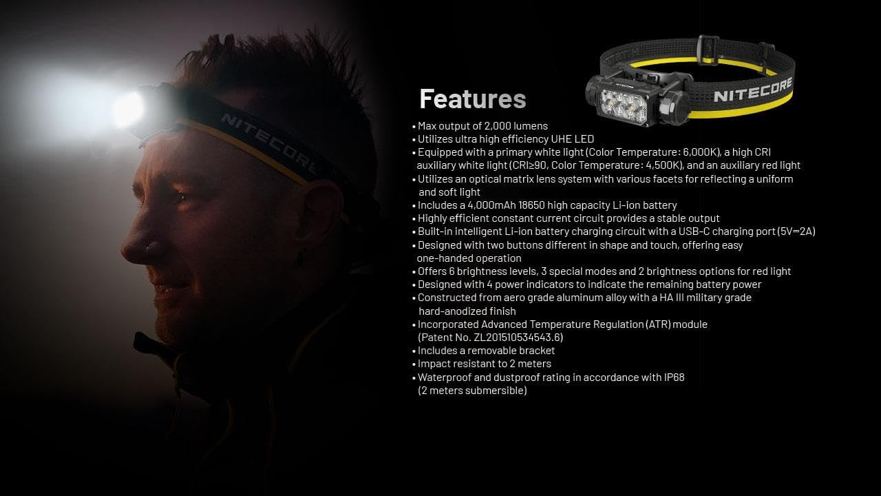 Up to 2000 Lumens Nitecore HC65 UHE