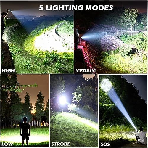 Brighter nights with Lyltings rechargeable LED flashlight 990000 lumens 5 modes waterproof reliable