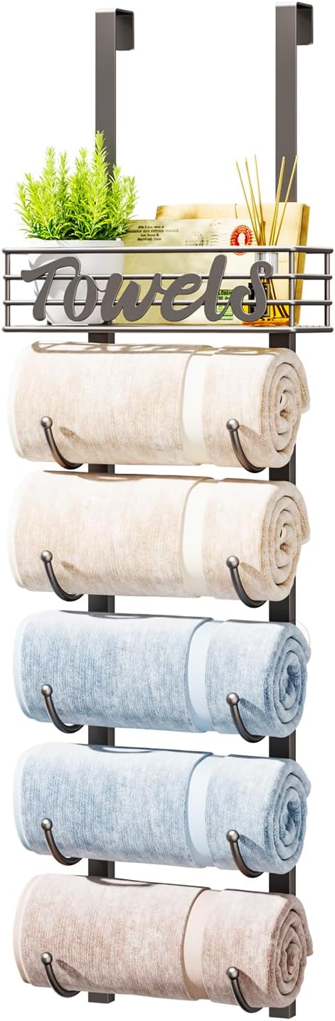 6-Tier Silver Over-the-Door Towel Organiser