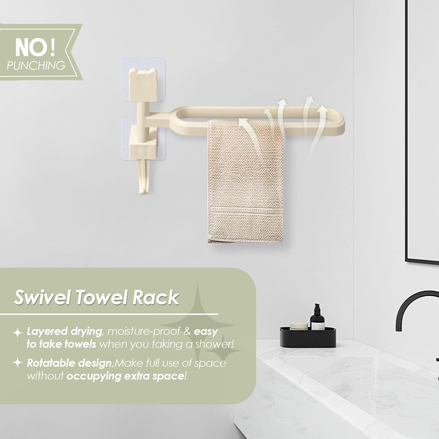 No Drill Swivel Towel Rack