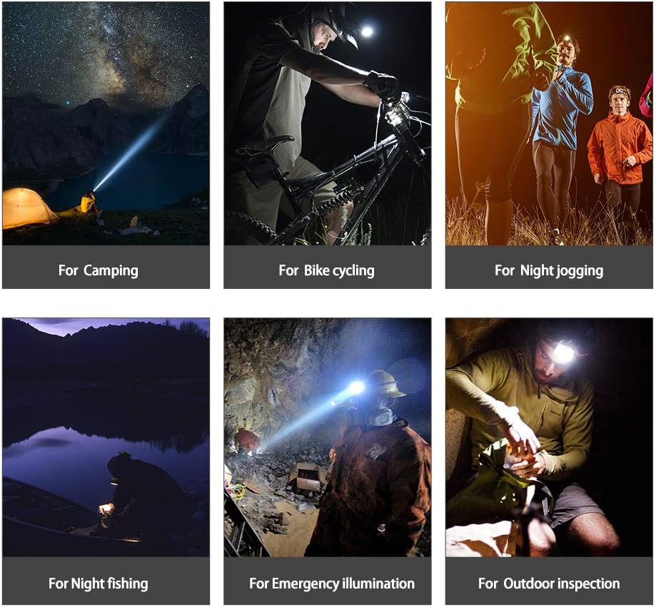 12000 Lumens Rechargeable LED Headlamp for Camping Hiking Hunting