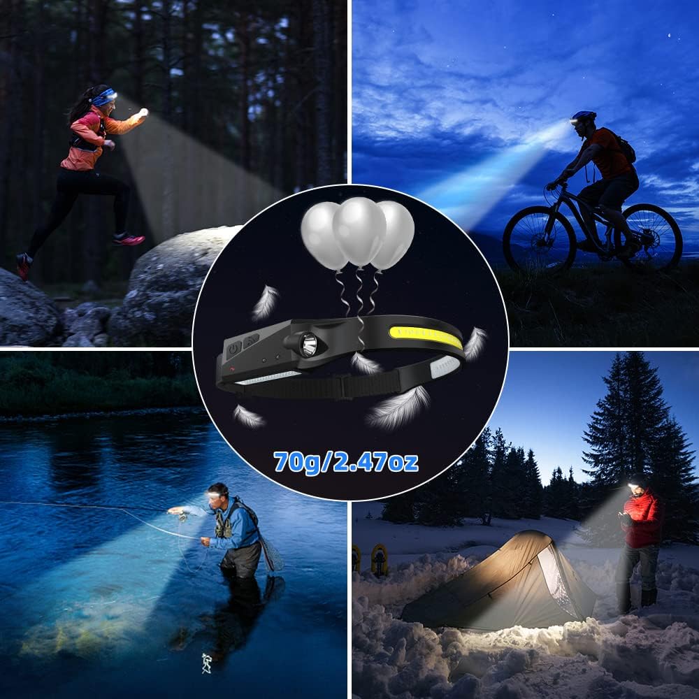 UUYEE Rechargeable 3-Pack Headlamp 230 Floodlight with Motion Sensor LED Modes