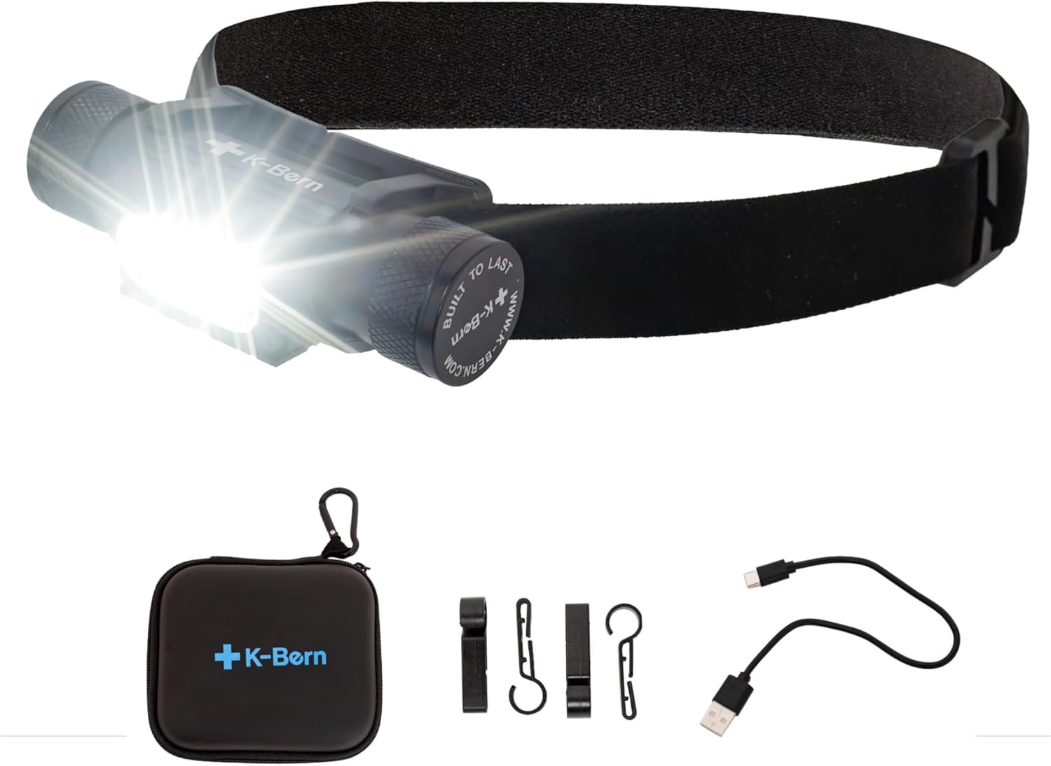 K-Bern Rechargeable Headlamp - Waterproof Aluminum 1850 Lumen Beam