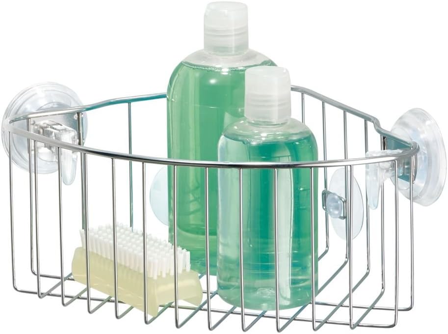 InterDesign Reo Stainless Steel PowerLock Suction Corner Organizer