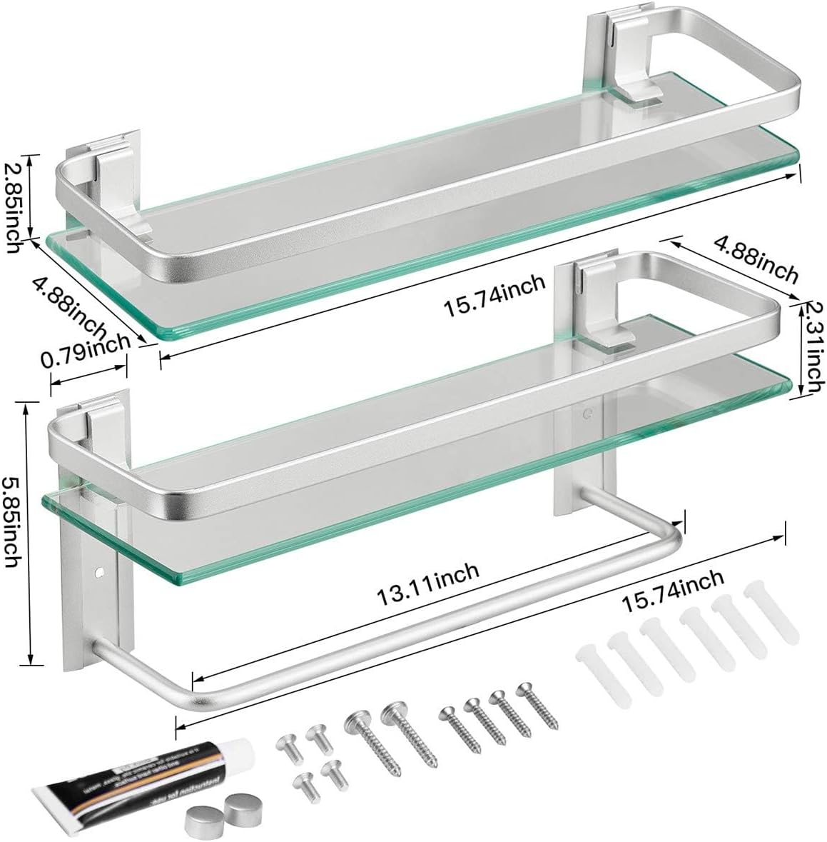 Sturdy Durable Glass Bath Shelf