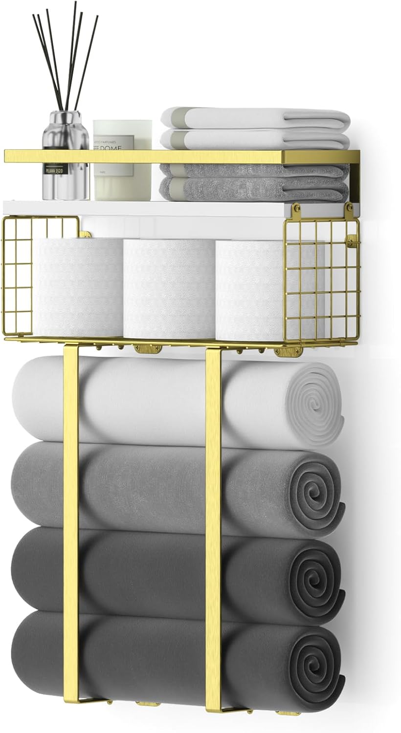 Stylish Floating Towel Rack with Decorative Design