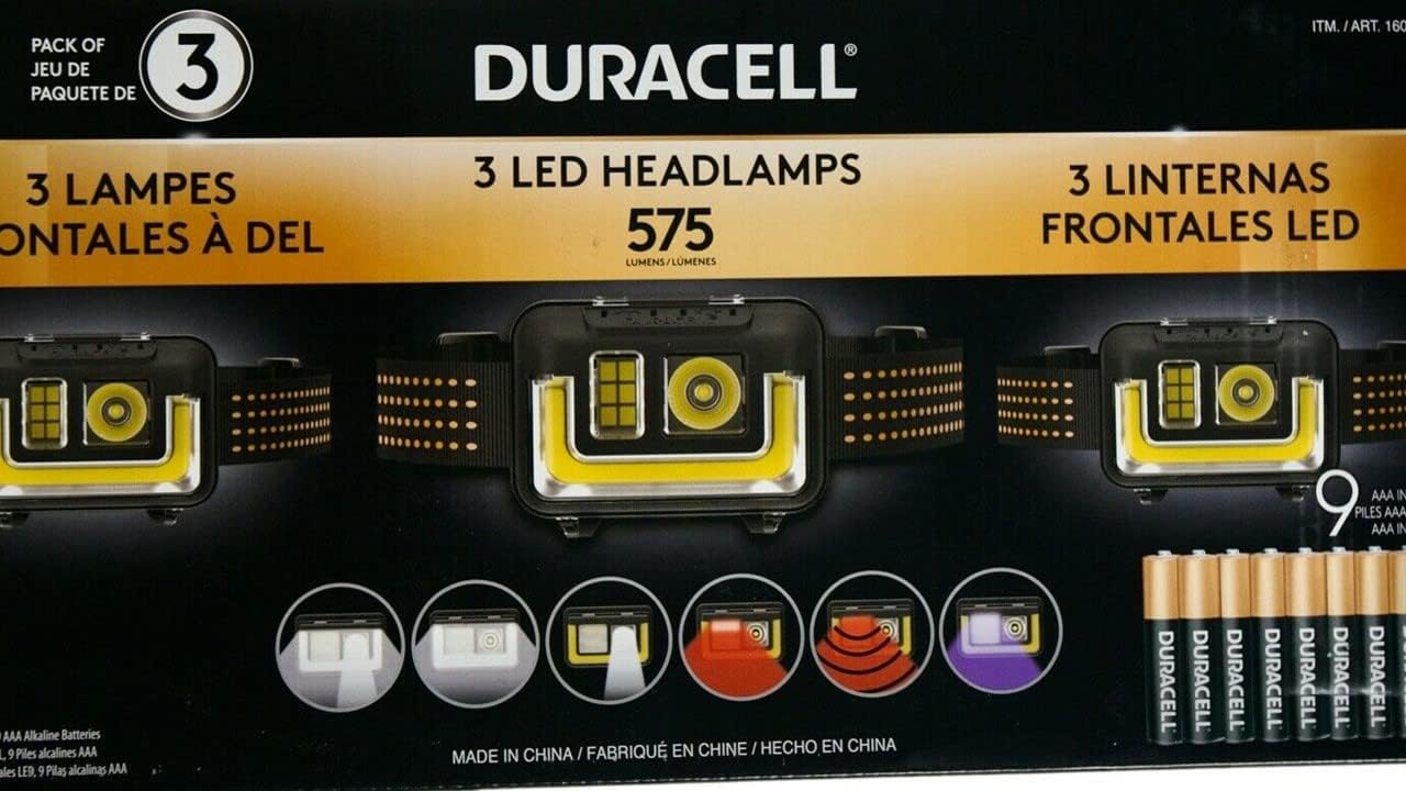 Duracell 575-Lumen LED Headlamp 3-Piece Set