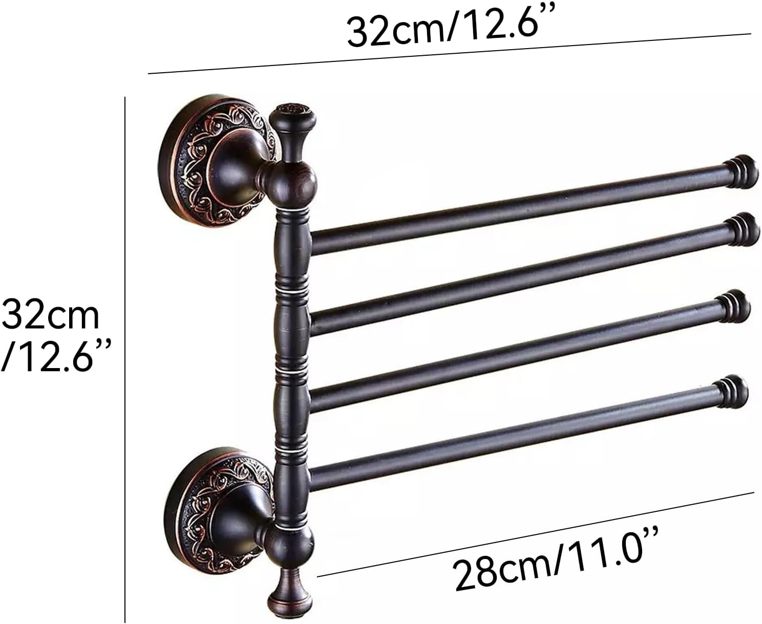 Durable Oil Rubble Bronze Brass Towel Rack Folding Bathroom Hardware