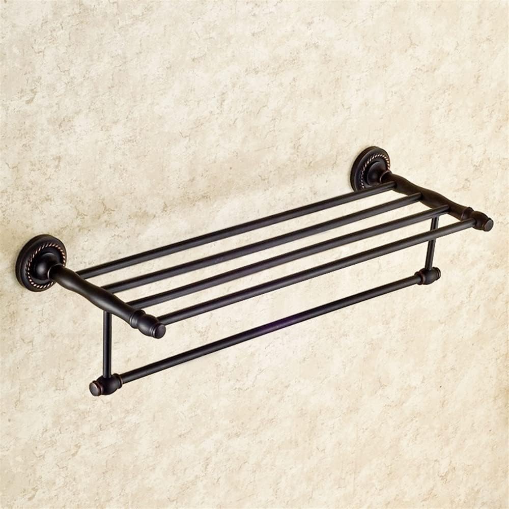 Black Copper Bath Towel Holder with 50cm Hanger Wall-Mounted Bathroom Rack