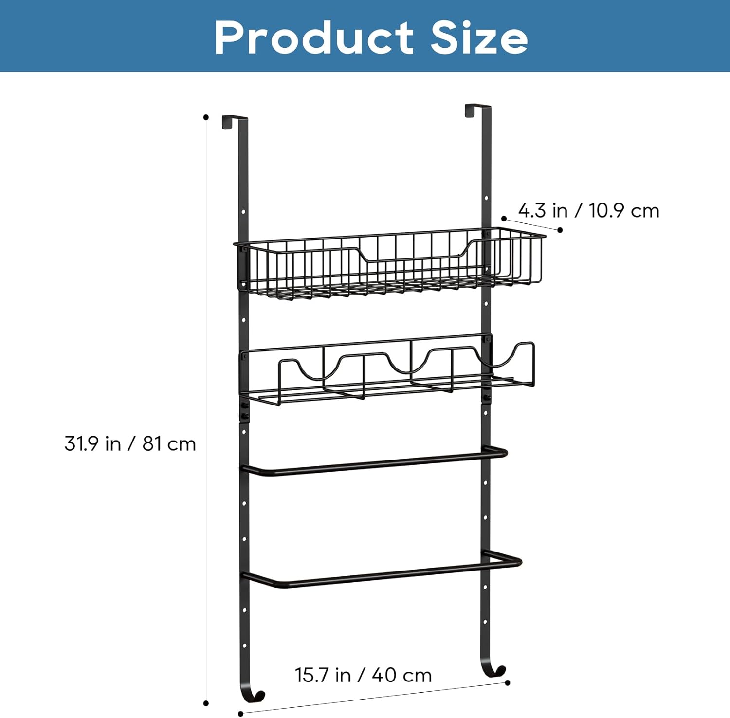 4-Tier Towel Rack for Bathroom Over the Door