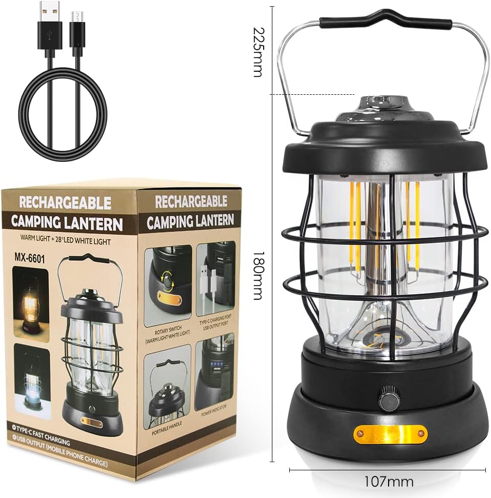 UniqueFire Retro Camping Lantern Rechargeable LED Camping Lantern for Emergency Outdoors