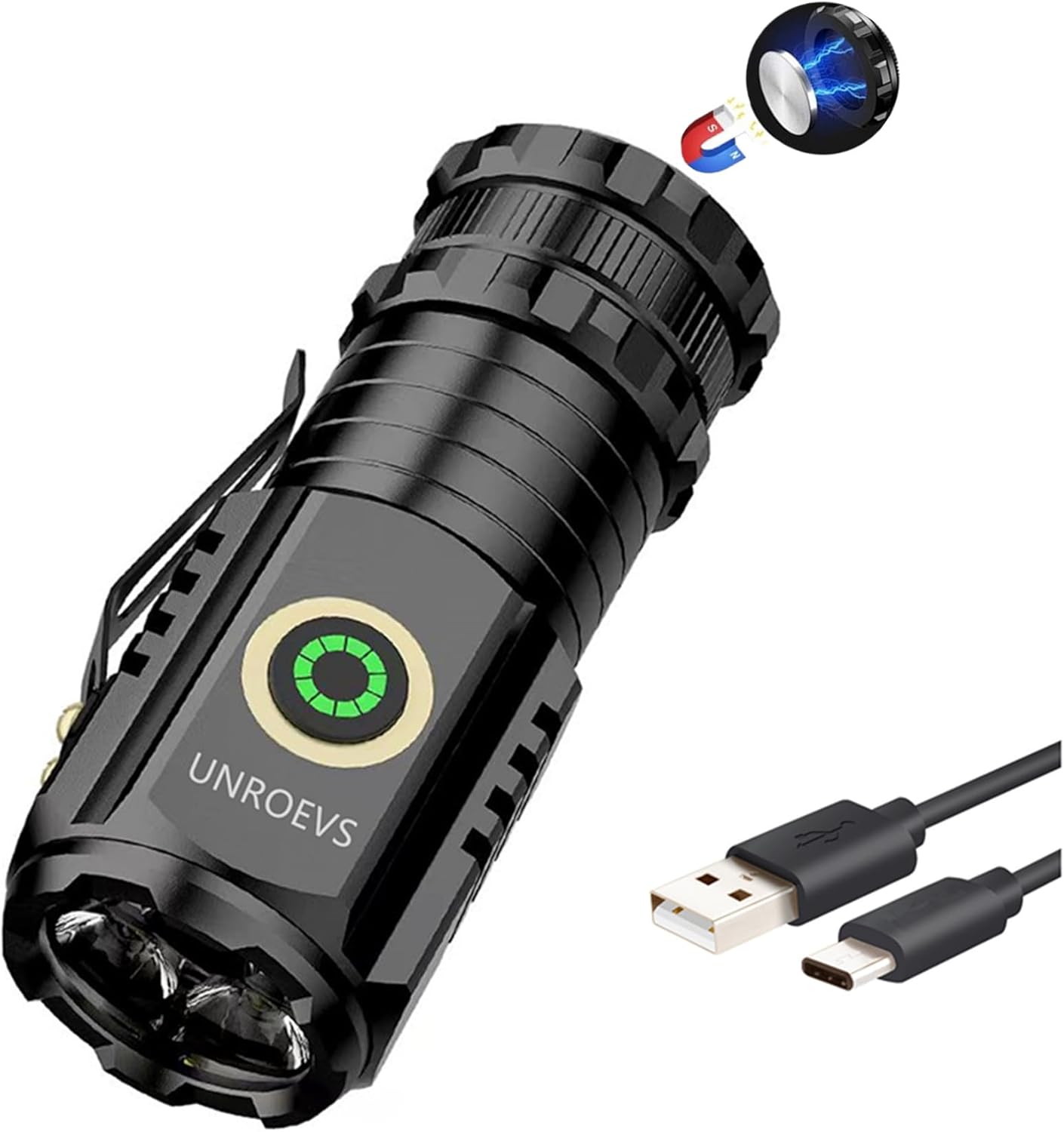Mini LED Flashlight with 5 Light Modes Rechargeable USB-C Magnetic Pocket