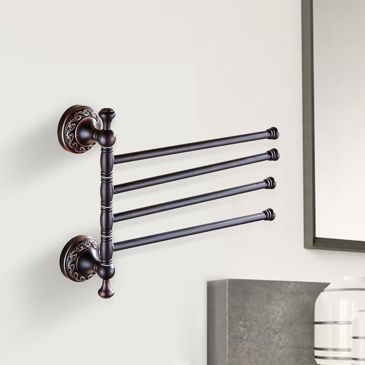 Durable Oil Rubble Bronze Brass Towel Rack Folding Bathroom Hardware