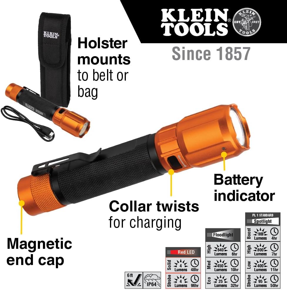 Rechargeable 2-Color LED Flashlight with Holster