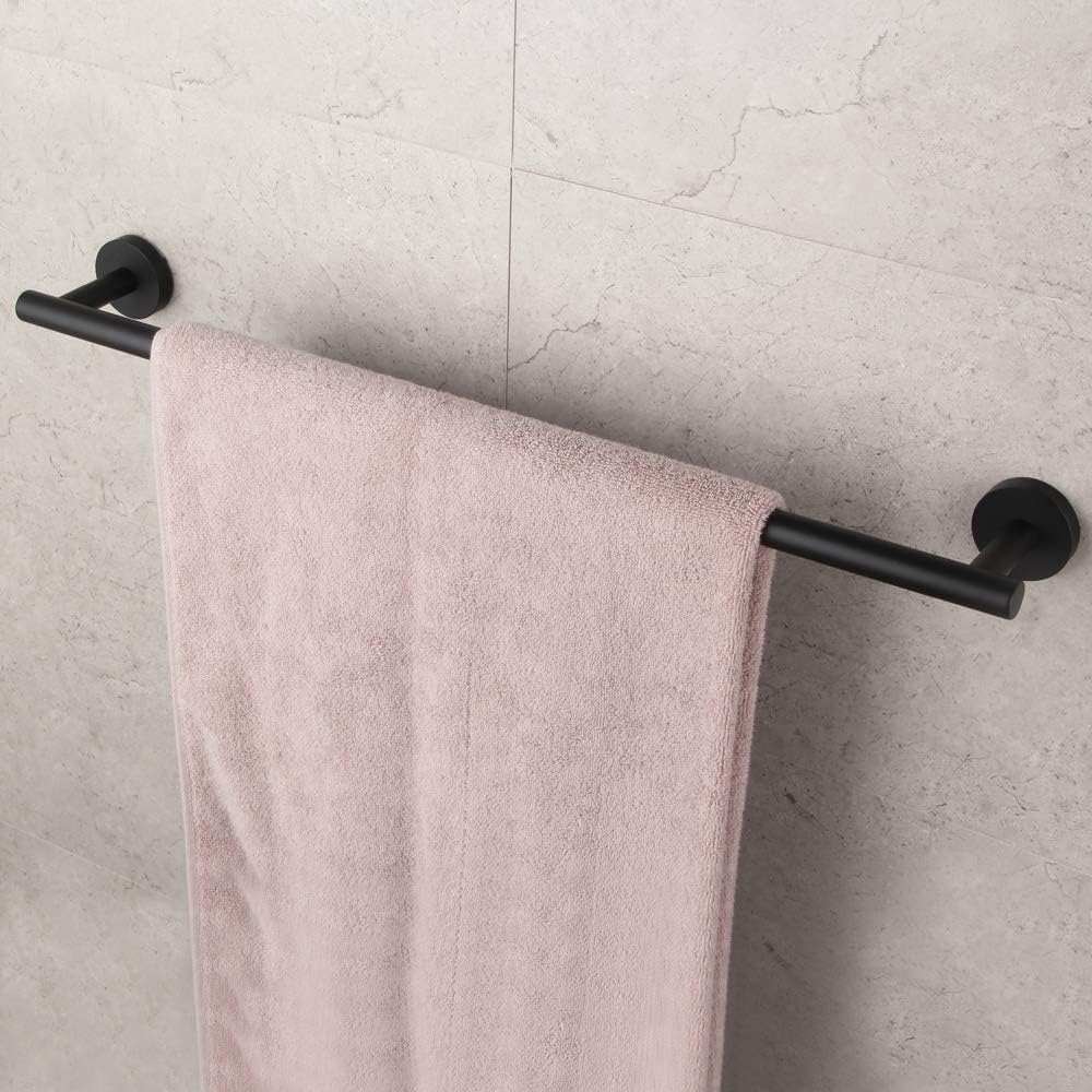 Sturdy Stainless Steel Bathroom Towel Bar Modern Black Design for Home Use
