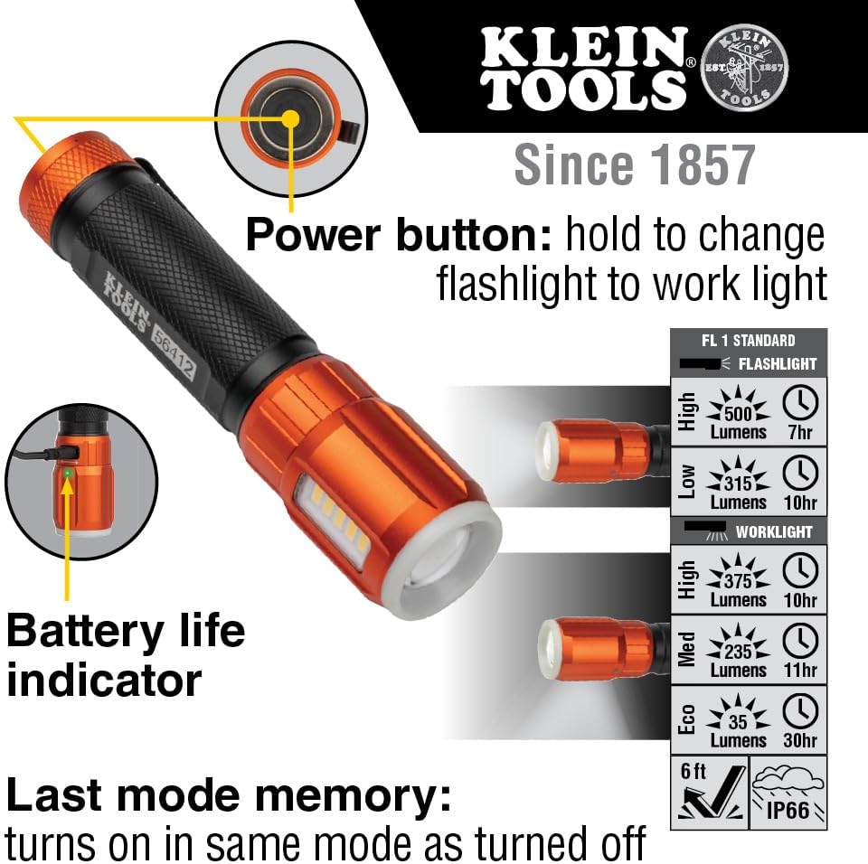 Klein Tools 56412 Rechargeable LED Flashlight