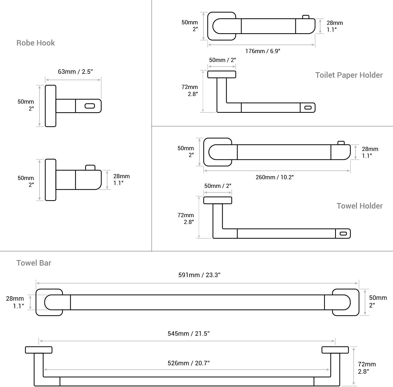 High-Quality White Bathroom Towel Bar Set with Stainless Steel 4-Piece