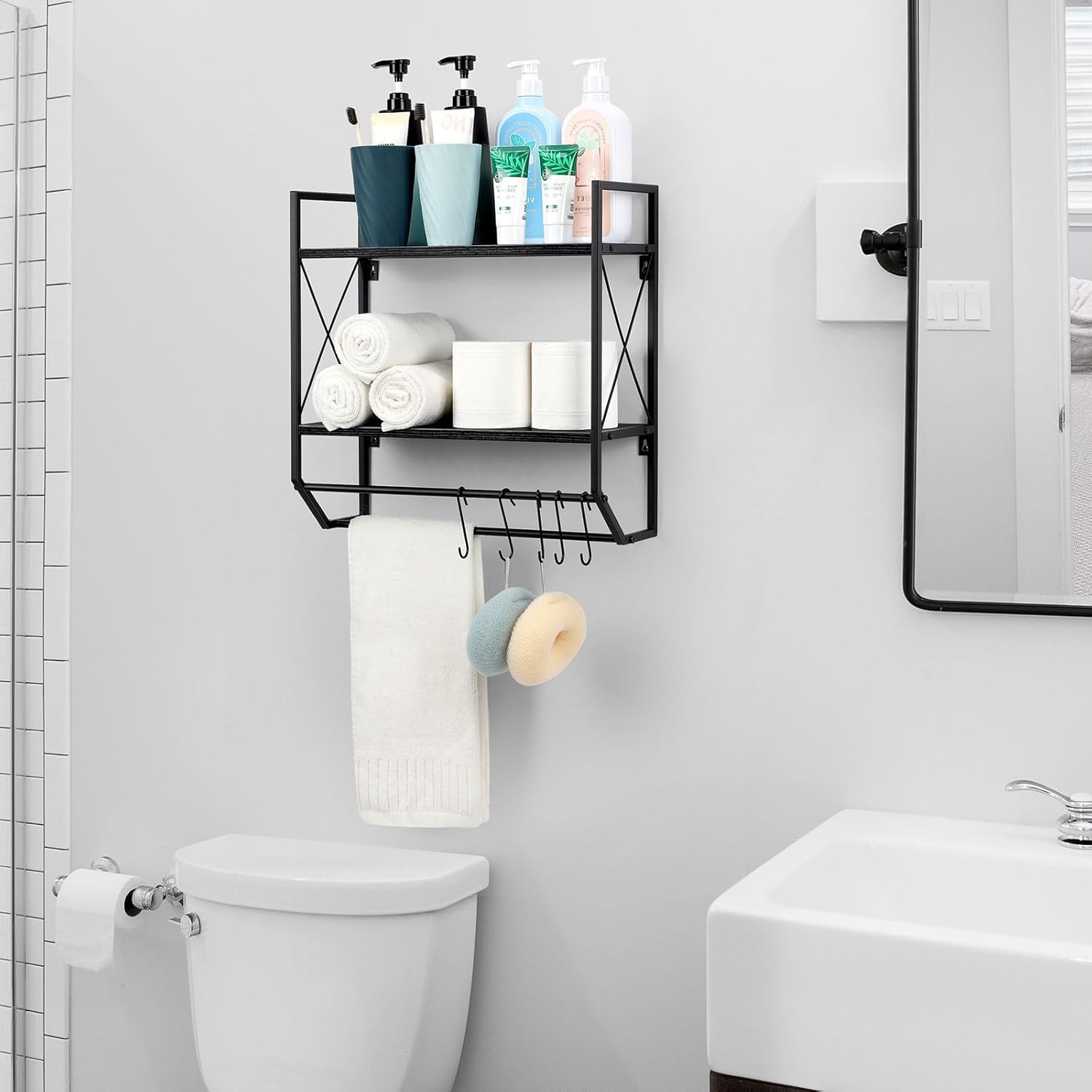 Bath Towel Shelf Dual Storage Solution