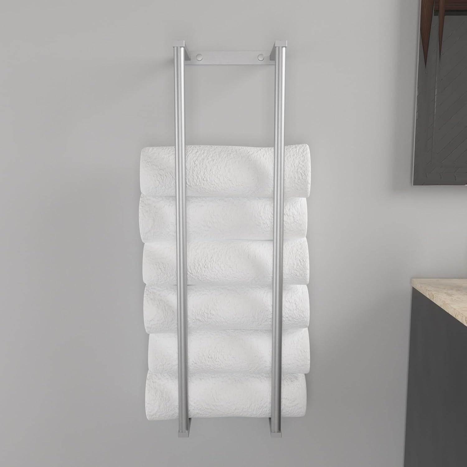 A chic space-saving towel holder