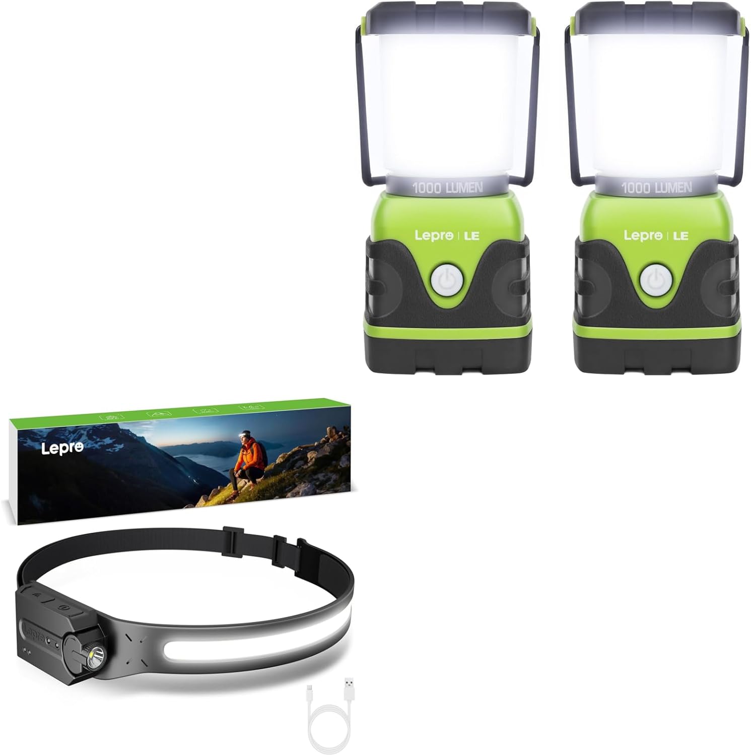 Lighting EVER Lepro Bundle 2 Packs 1000LM LED Camping Lantern