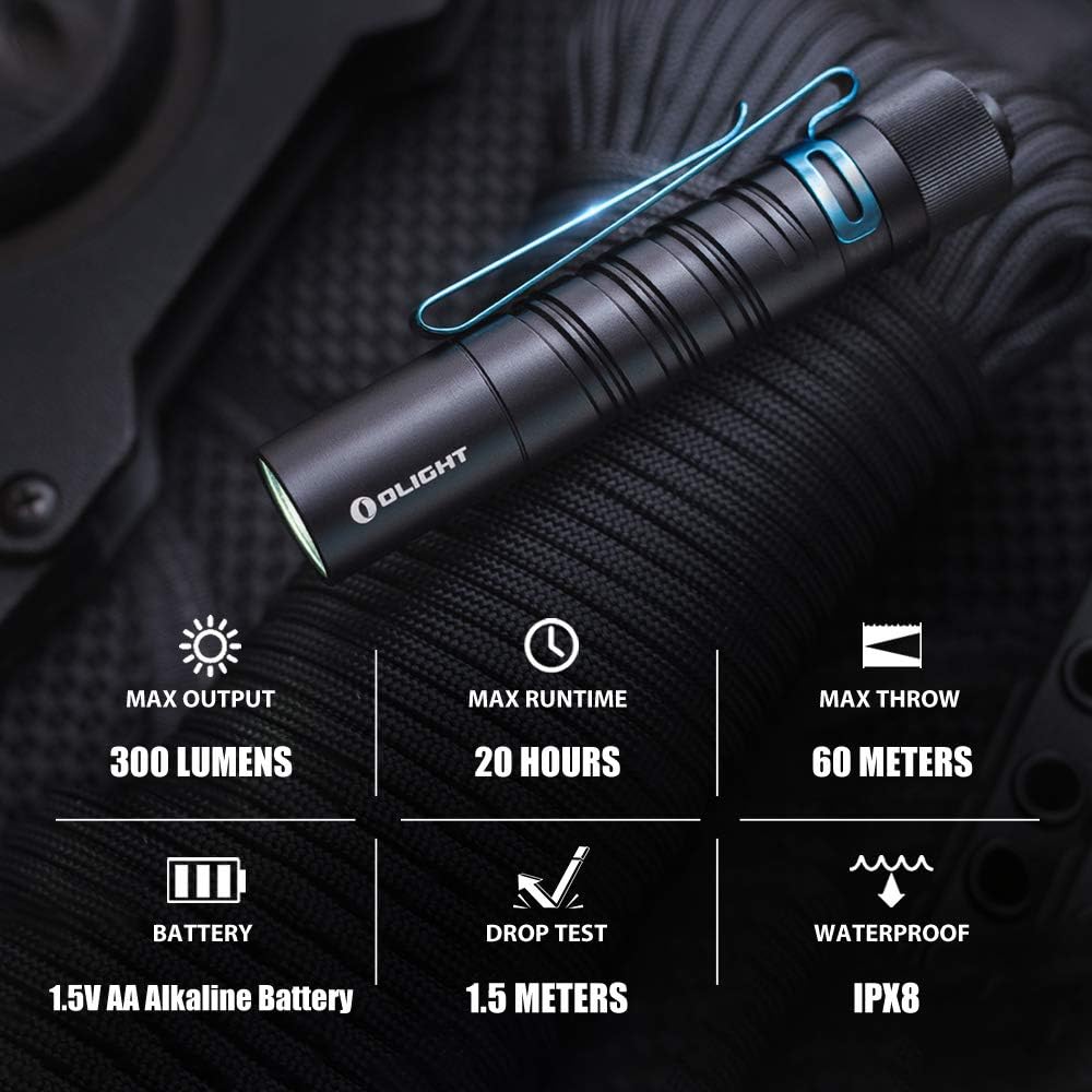 Dual-Output EDC Flashlight 300 Lumens Compact Design Tail Switch Long Battery Life
