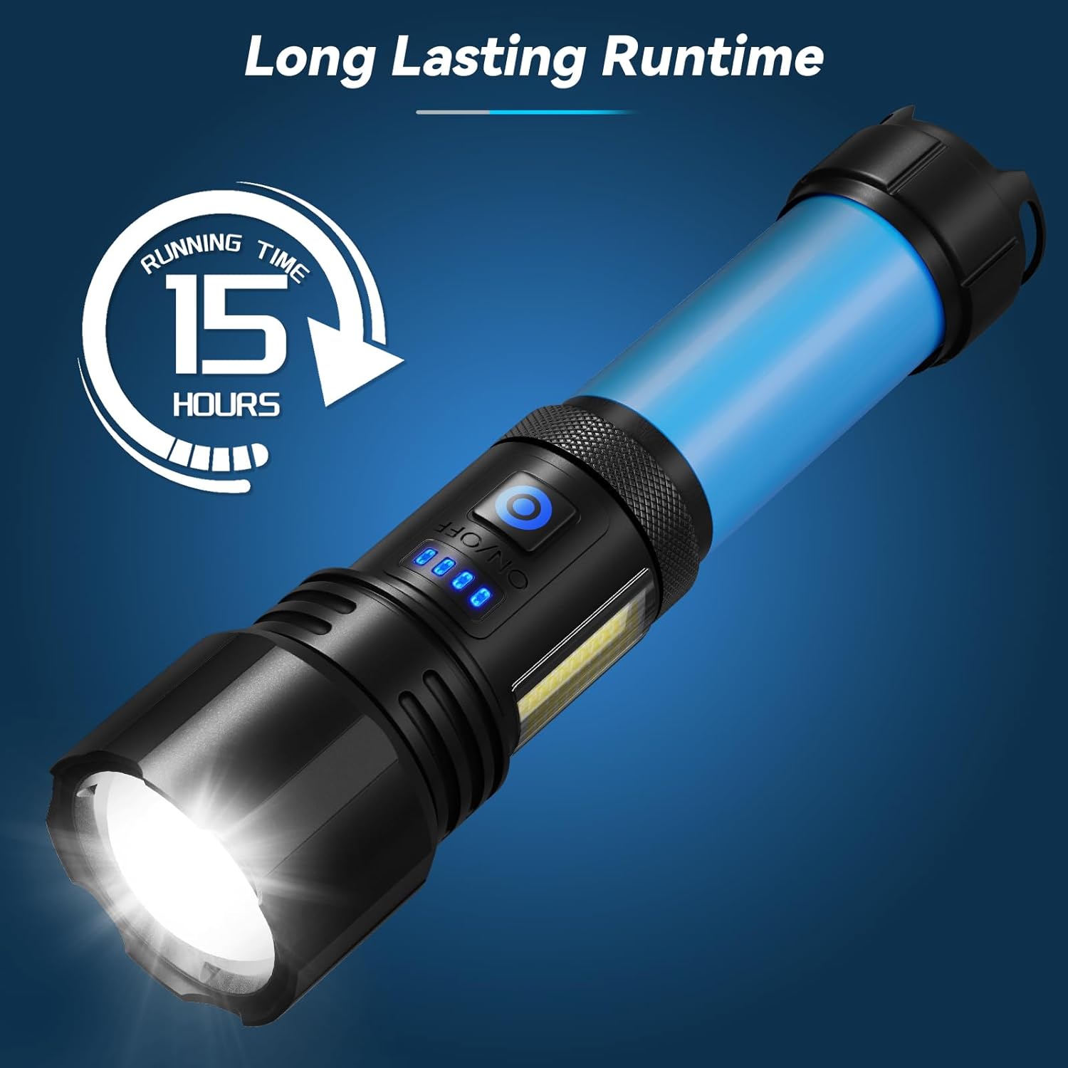 900000 LUMEN rechargeable flashlight 7 modes waterproof